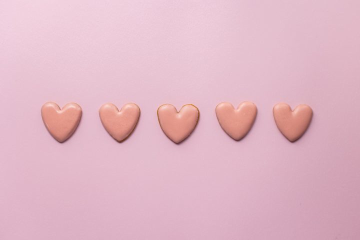 pink heart cookies for valentine day
