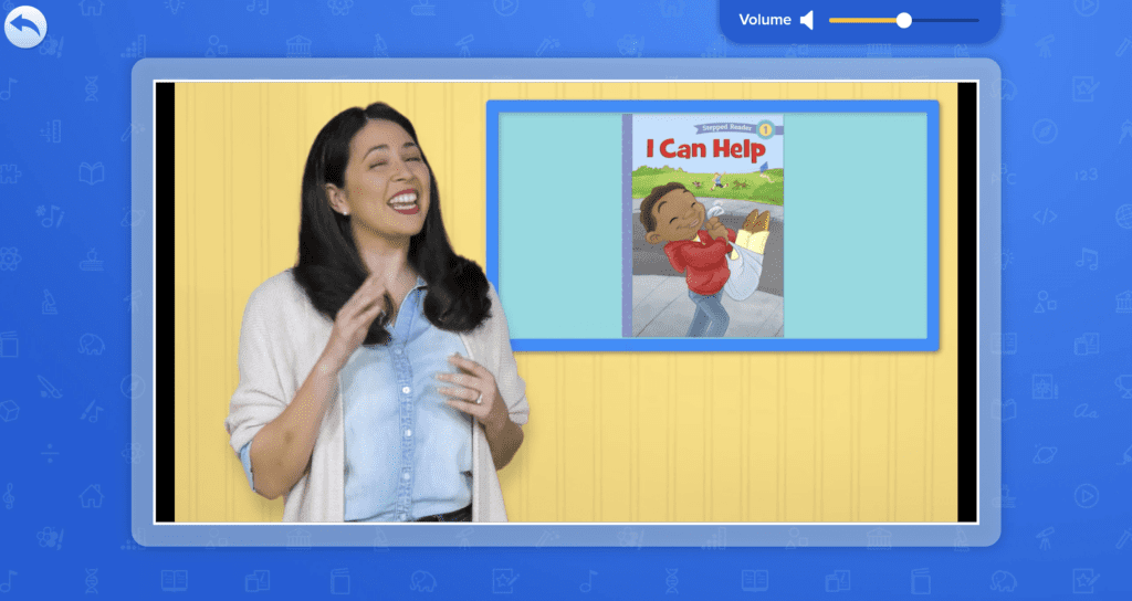 This image shows the instructor of a lesson who is of Asian descent, highlighting the focus on BIPOC representation in this early elementary curriculum. 